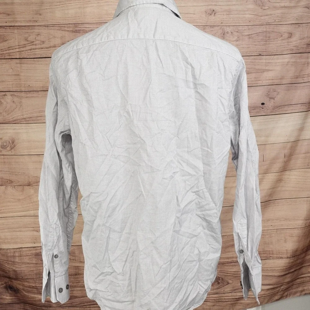 Banana Republic Shirt Mens M White Check Long Sleeve Button-Up Business Pocket